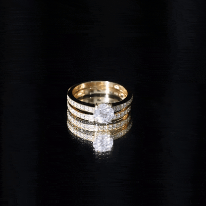 Brilliant Cut Moissanite Round Engagement Ring With Band