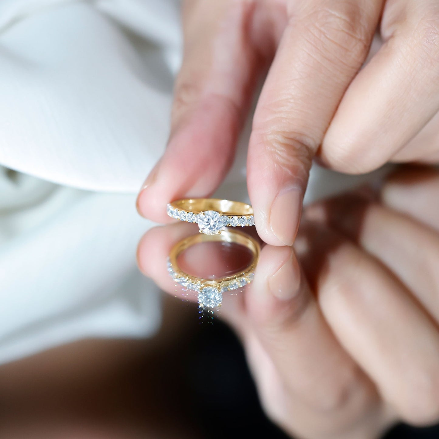 Certified 5 MM Moissanite Traditional Engagement Ring with Side Stones