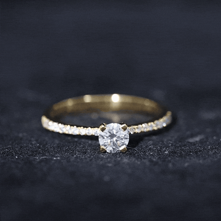 Certified 0.5 Carat Round Moissanite Solitaire Promise Ring