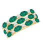 Oval Cut Lab Grown Emerald Statement Wedding Band with Diamond