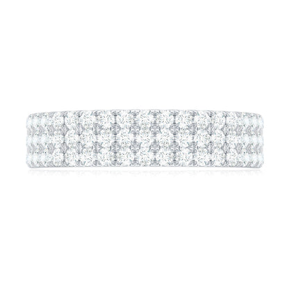 Three Row Moissanite Half Eternity Band Ring