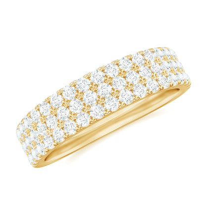 Three Row Moissanite Half Eternity Band Ring
