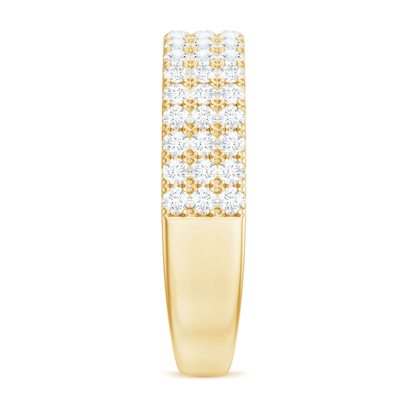 Three Row Moissanite Half Eternity Band Ring
