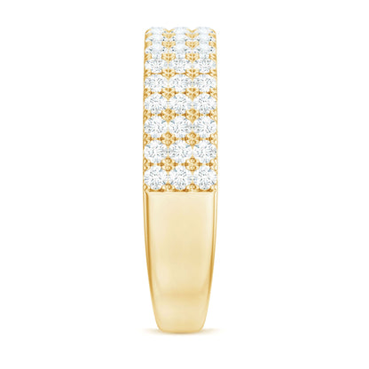 Three Row Moissanite Half Eternity Band Ring