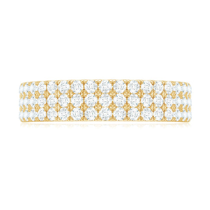 Three Row Moissanite Half Eternity Band Ring