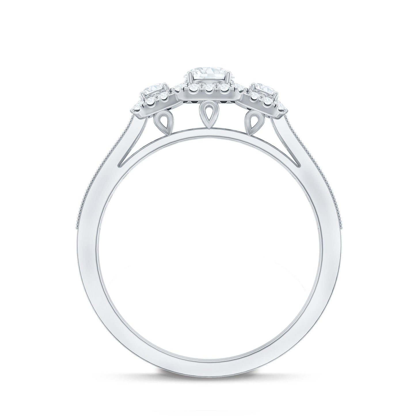Vintage Style Moissanite 3 Stone Engagement Ring