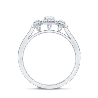 Vintage Style Moissanite 3 Stone Engagement Ring