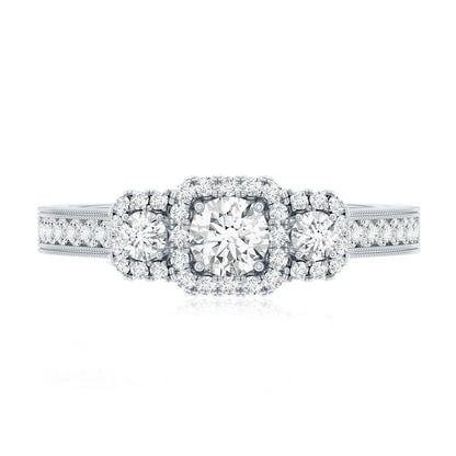 Vintage Style Moissanite 3 Stone Engagement Ring