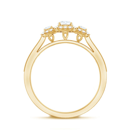 Vintage Style Moissanite 3 Stone Engagement Ring