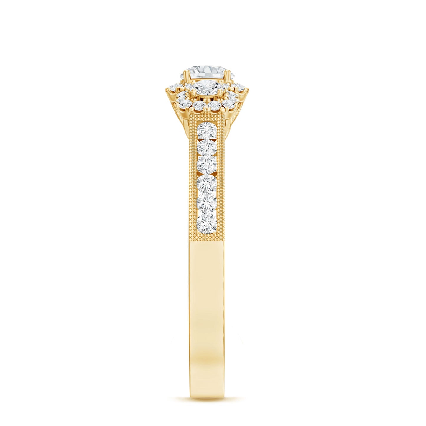 Vintage Style Moissanite 3 Stone Engagement Ring