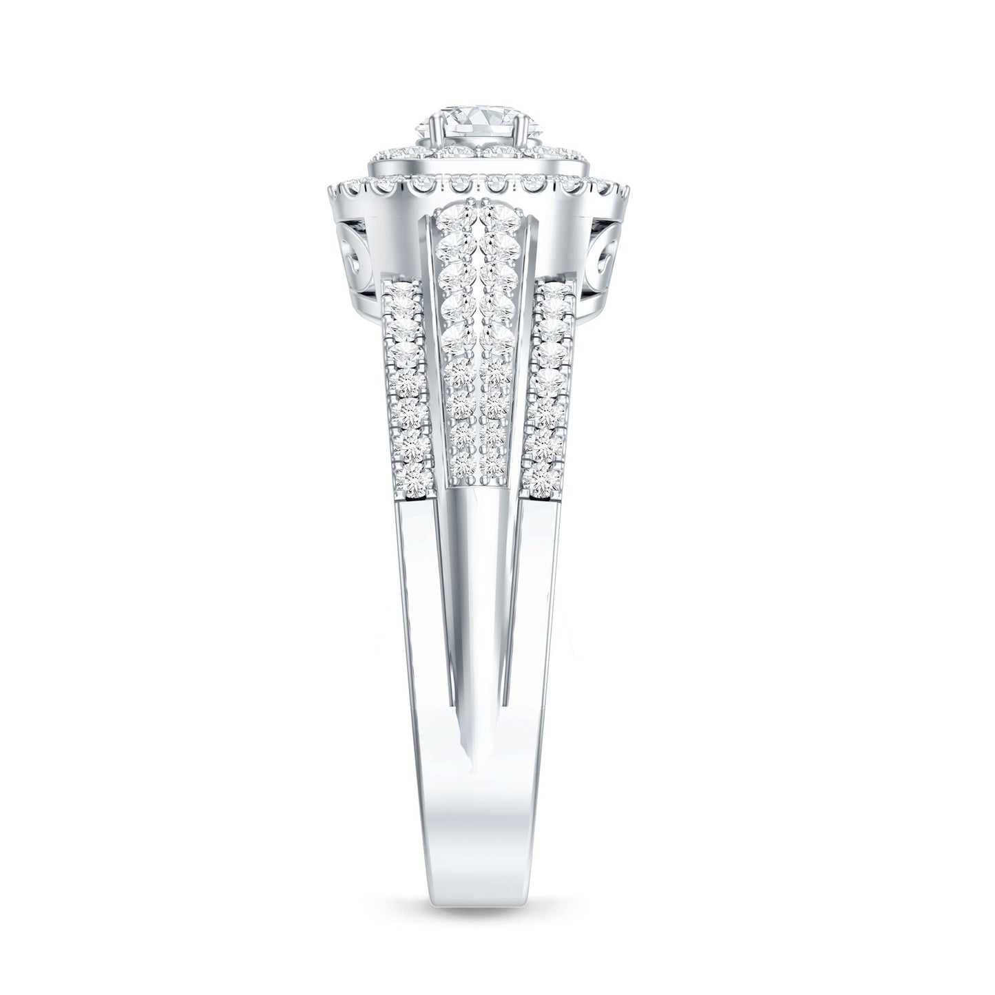 Lab Grown Diamond Retro Engagement Ring with Double Halo