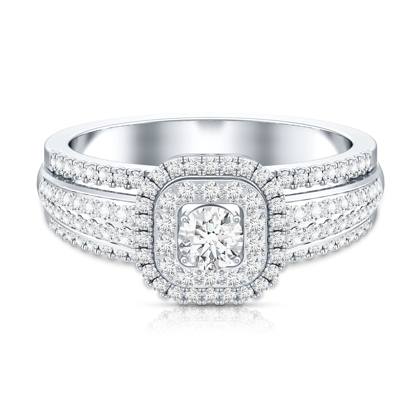 Lab Grown Diamond Retro Engagement Ring with Double Halo