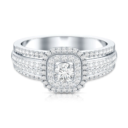 Lab Grown Diamond Retro Engagement Ring with Double Halo