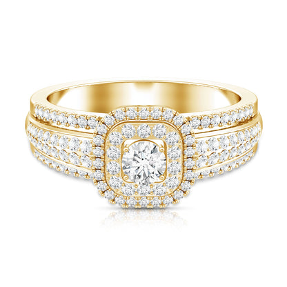 Lab Grown Diamond Retro Engagement Ring with Double Halo