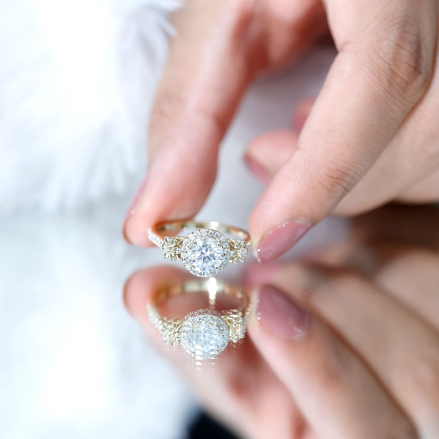 Certified 1.3 Carat Moissanite Floral Engagement Ring for Women
