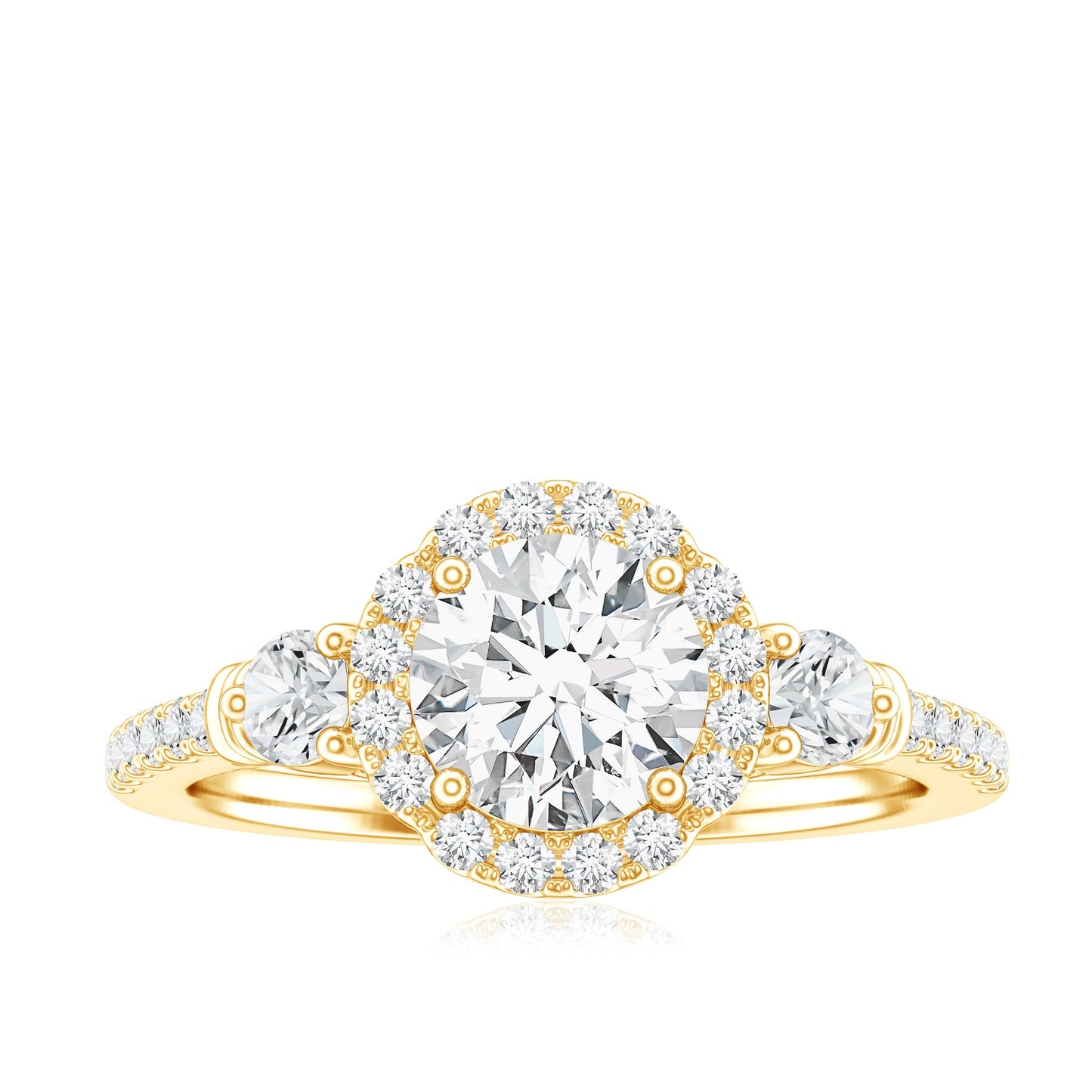 Moissanite Halo Engagement Ring for Her with Certificate