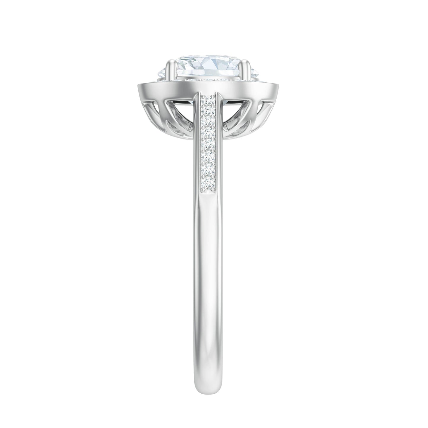 Round Moissanite Halo Engagement Ring with Certificate
