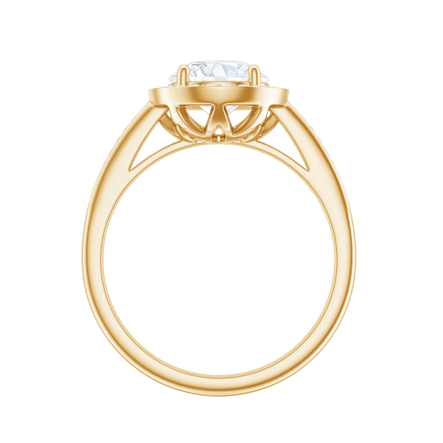 Round Moissanite Halo Engagement Ring with Certificate