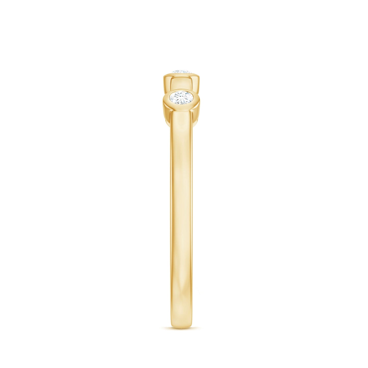 Certified Moissanite Three Stone Stackable Ring in Bezel Setting