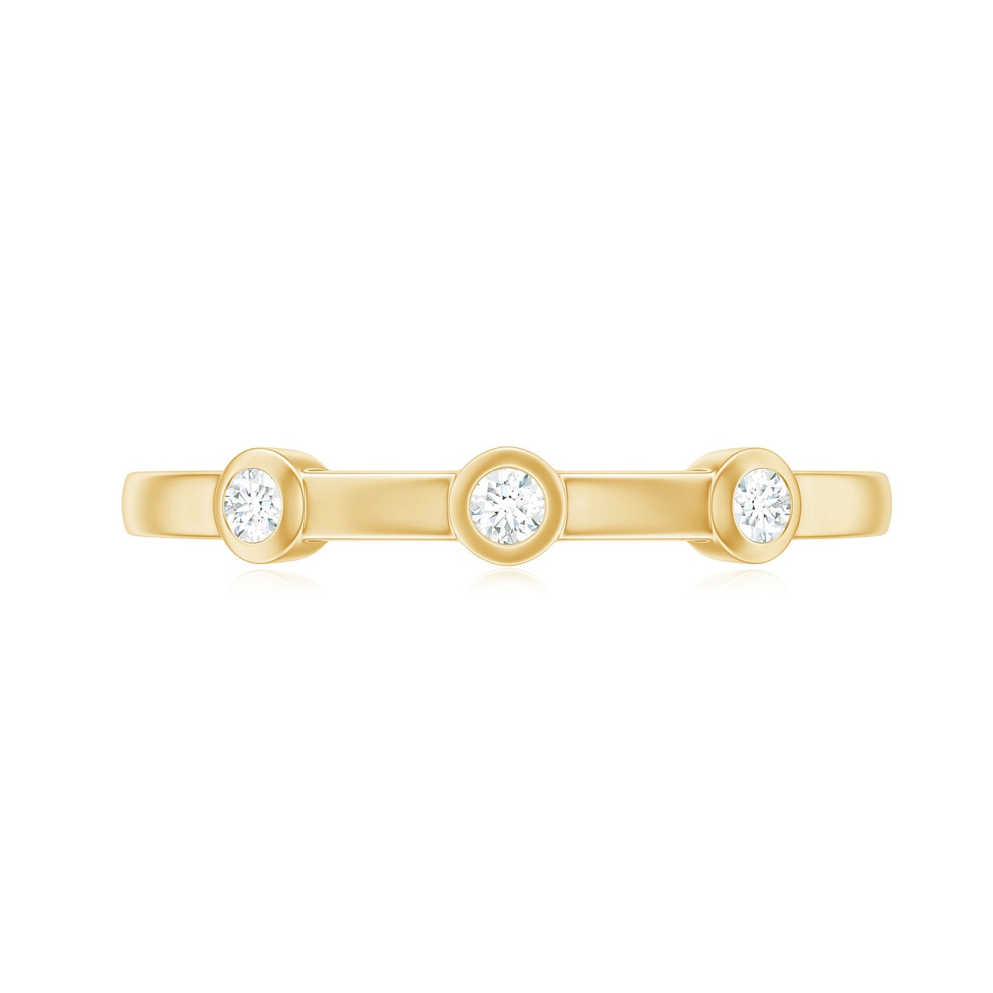 Certified Moissanite Three Stone Stackable Ring in Bezel Setting