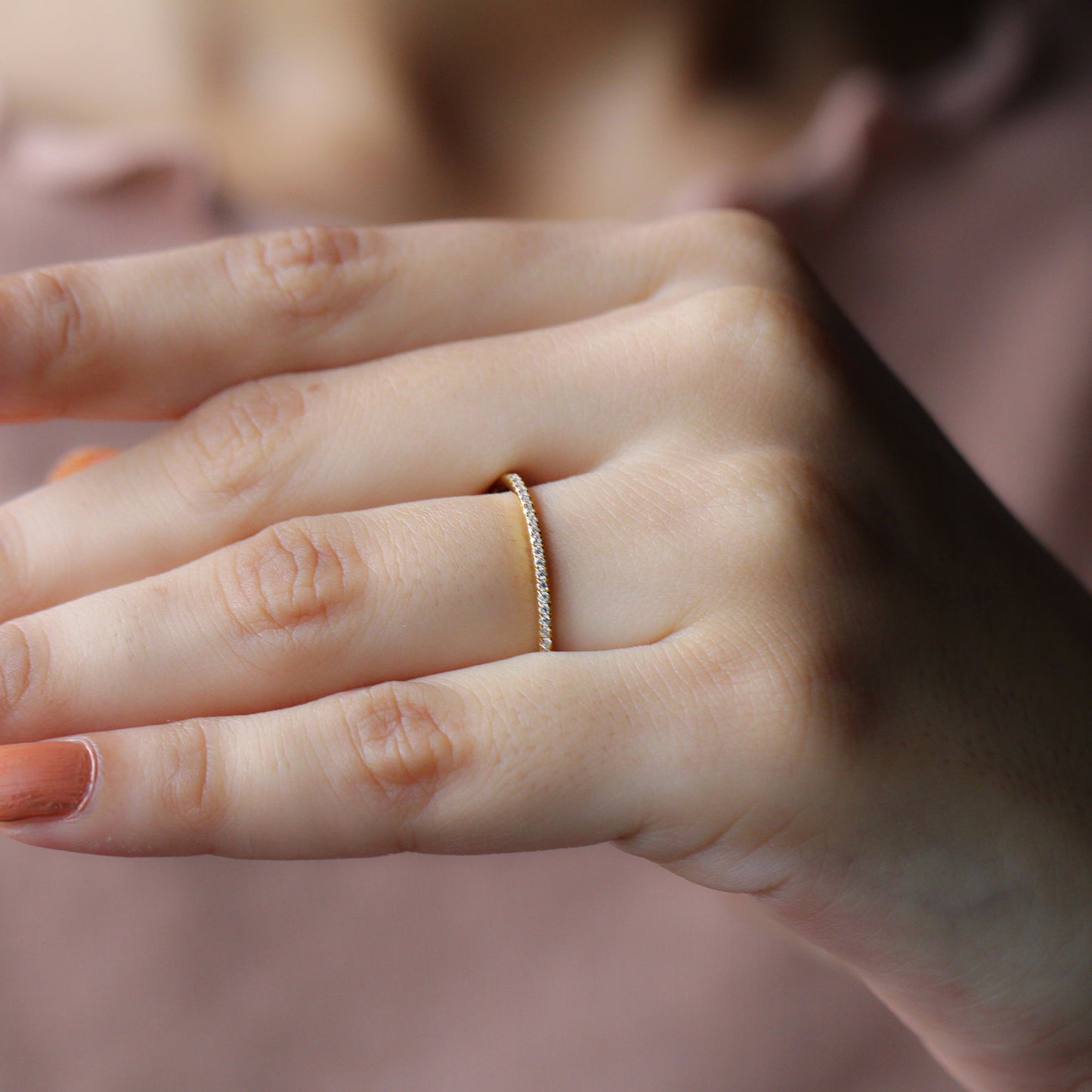 Stackable Diamond Eternity Ring in Fish Tail Setting
