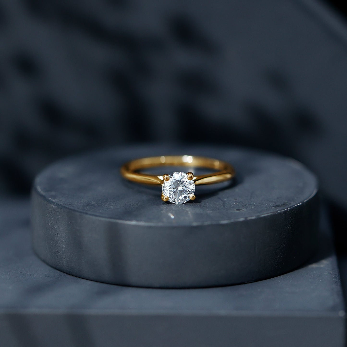 Solitaire Round Cut Moissanite Engagement Ring for Her