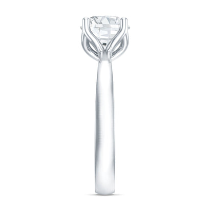 Petal Prong Set Round Moissanite Solitaire Engagement Ring