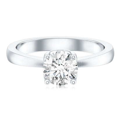 Petal Prong Set Round Moissanite Solitaire Engagement Ring