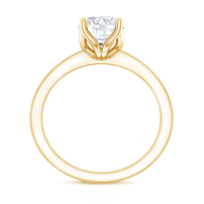 Petal Prong Set Round Moissanite Solitaire Engagement Ring