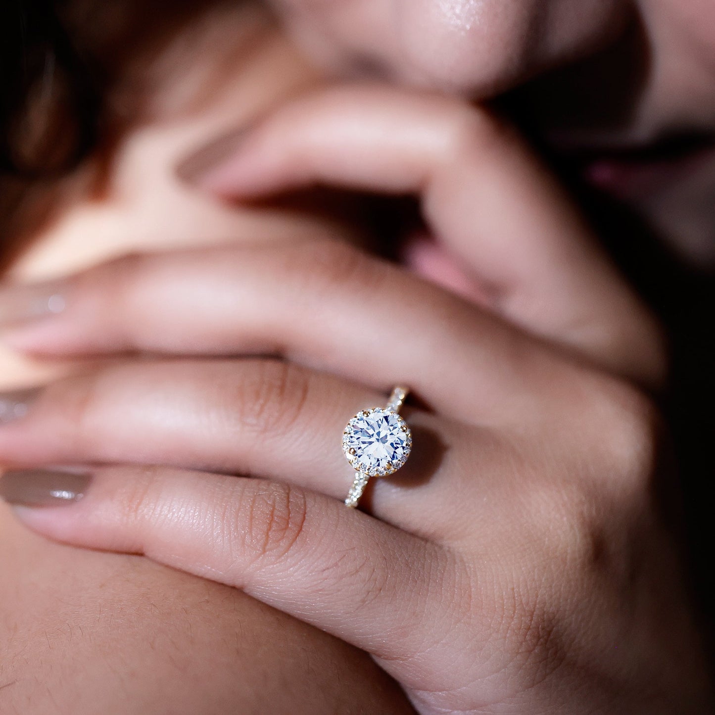 Certified Moissanite Halo Engagement Ring for Her