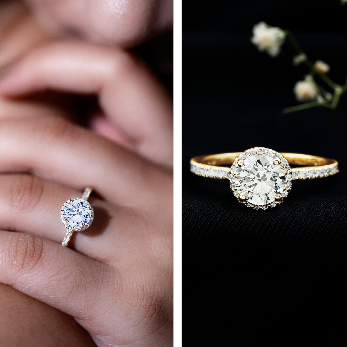 Certified Moissanite Halo Engagement Ring for Her