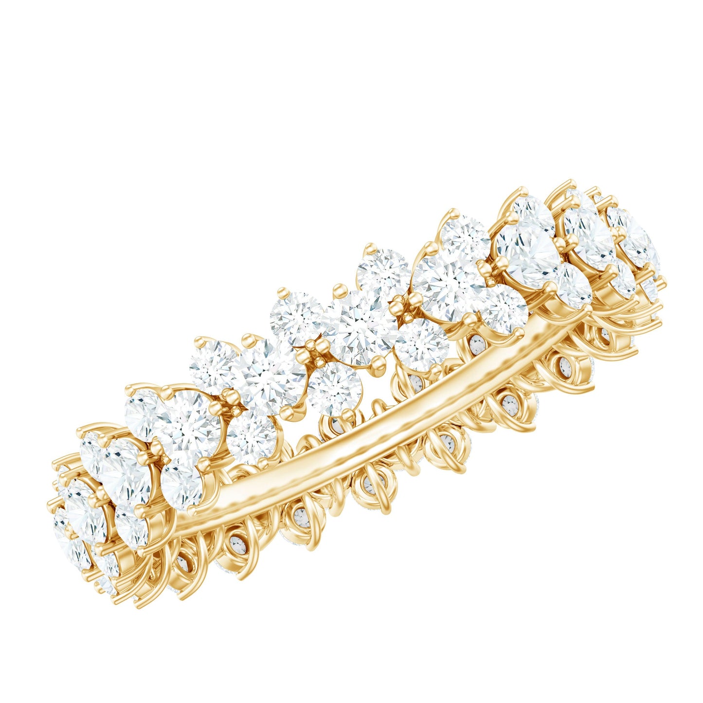 Certified Moissanite Cluster Eternity Ring For Women