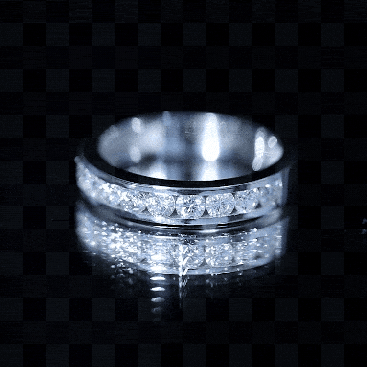 Channel Set Moissanite Half Eternity Band