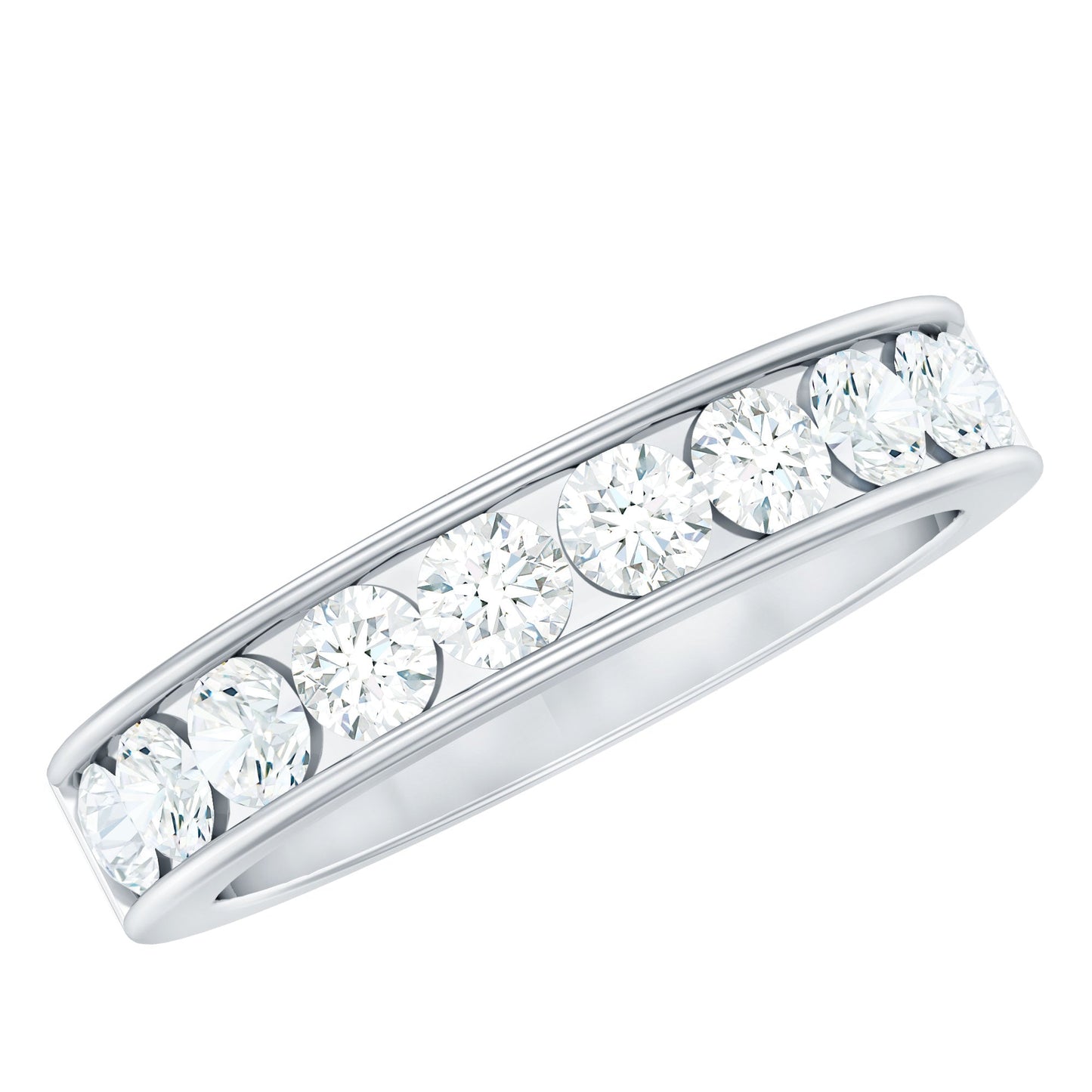 Channel Set Moissanite Half Eternity Band
