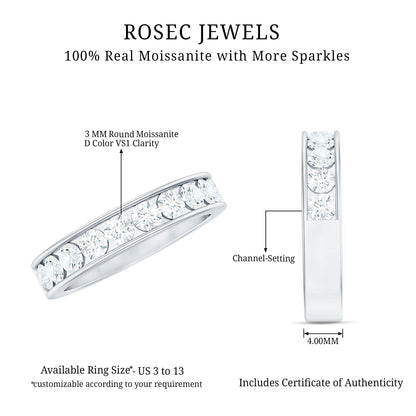 Channel Set Moissanite Half Eternity Band