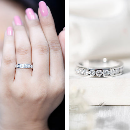 Channel Set Moissanite Half Eternity Band