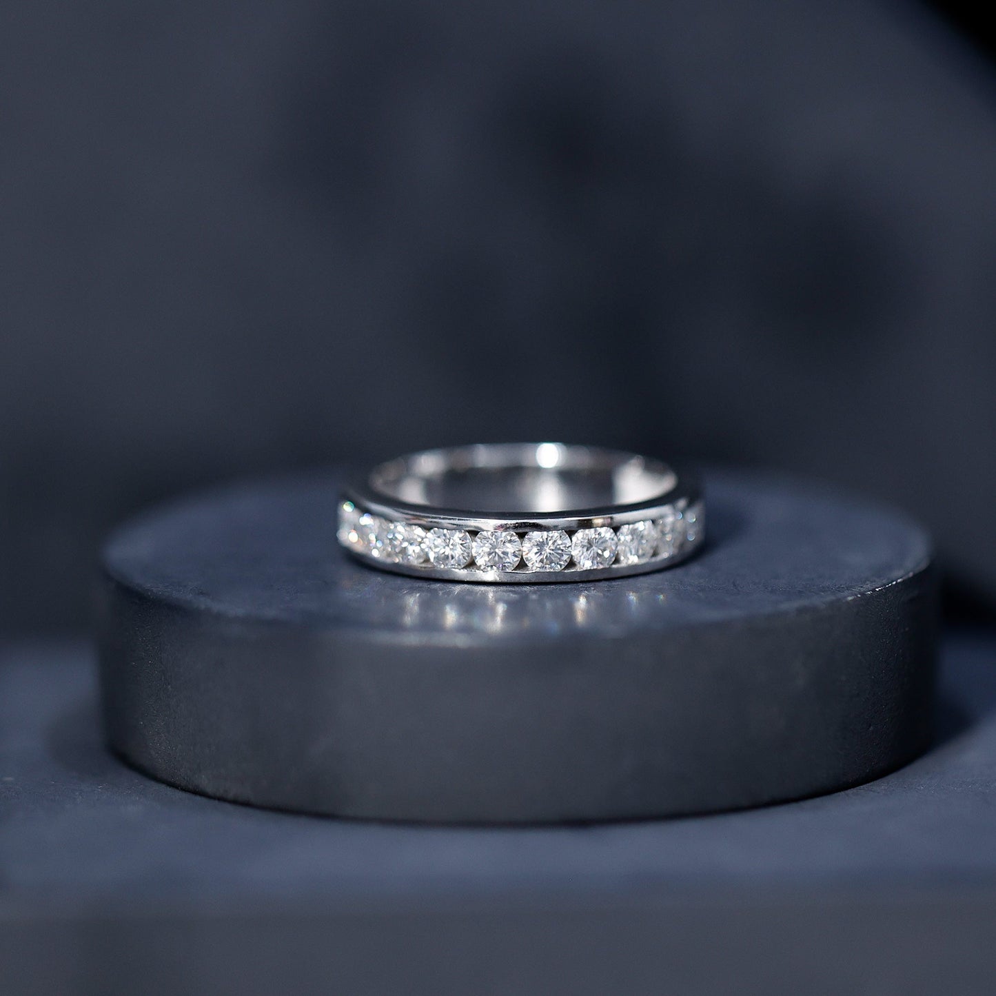 Channel Set Moissanite Half Eternity Band