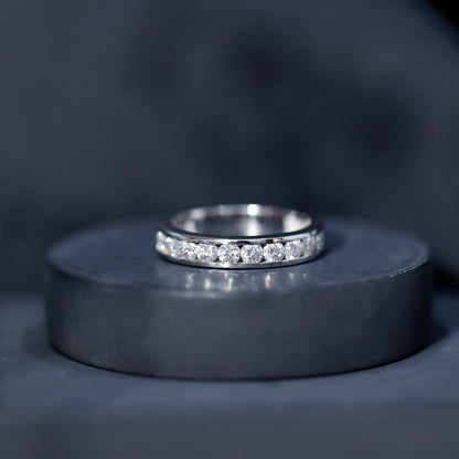 Channel Set Moissanite Half Eternity Band