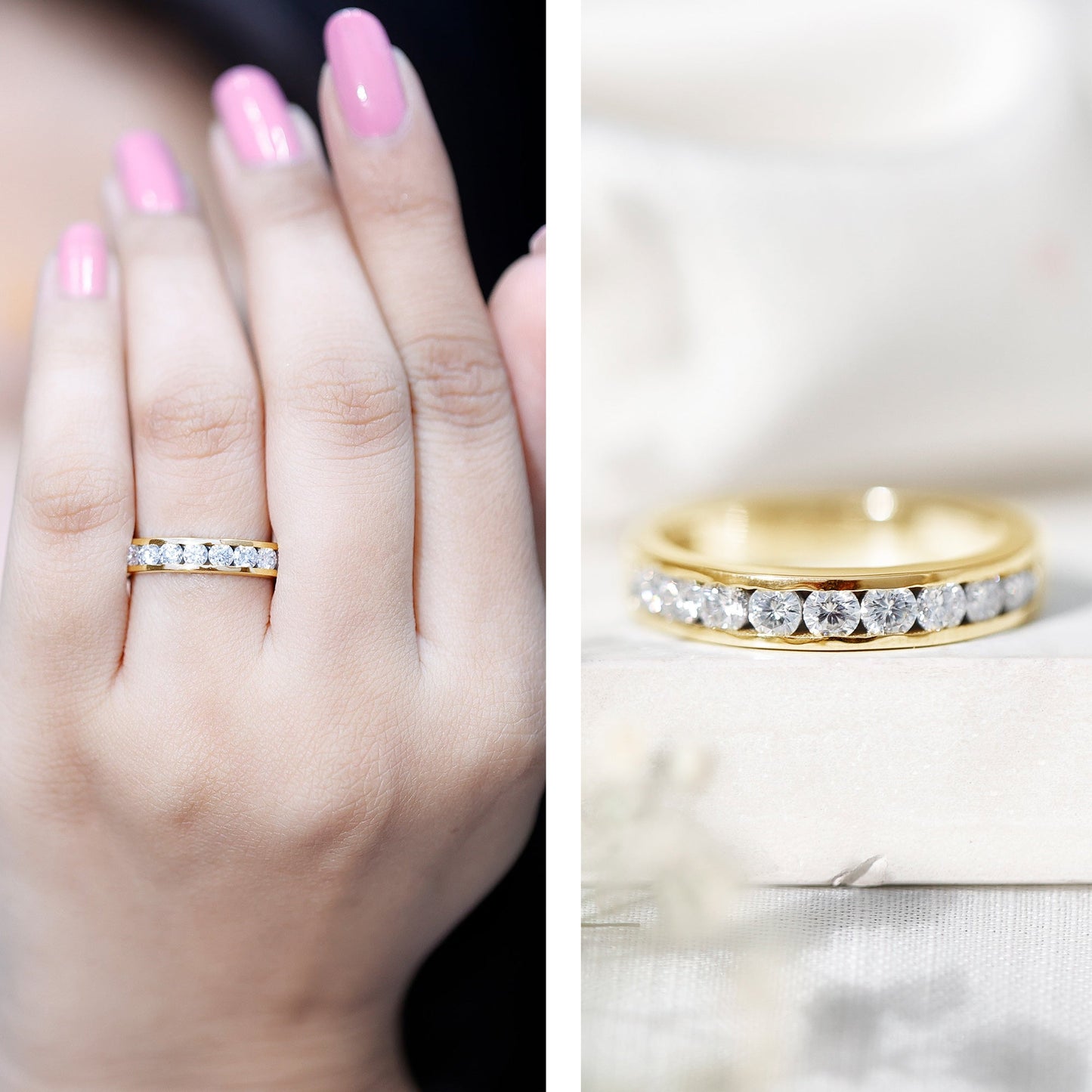 Channel Set Moissanite Half Eternity Band
