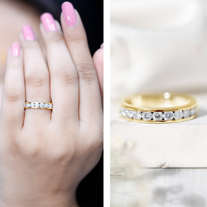 Channel Set Moissanite Half Eternity Band
