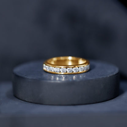 Channel Set Moissanite Half Eternity Band