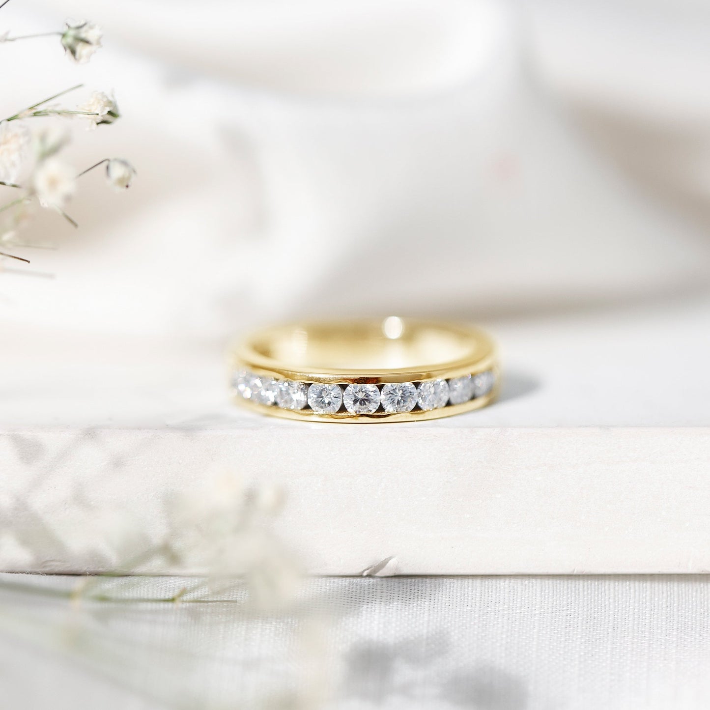 Channel Set Moissanite Half Eternity Band