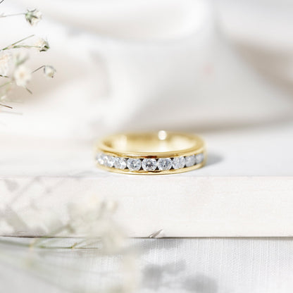 Channel Set Moissanite Half Eternity Band