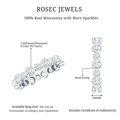 Certified Round Cut Moissanite Eternity Stackable Ring For Her