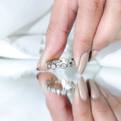Certified Round Cut Moissanite Eternity Stackable Ring For Her