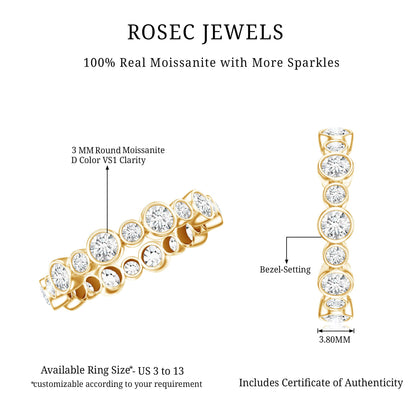 Certified Round Cut Moissanite Eternity Stackable Ring For Her