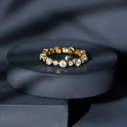 Certified Round Cut Moissanite Eternity Stackable Ring For Her