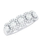 Round Cut Moissanite 5 Stone Anniversary Ring with Halo