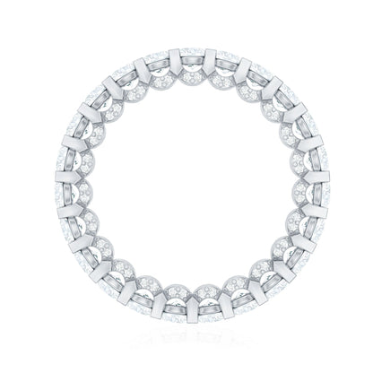 Certified Moissanite Eternity Band Ring in Shared Prong Set