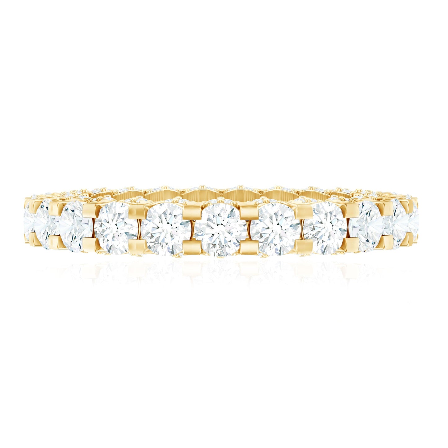 Certified Moissanite Eternity Band Ring in Shared Prong Set